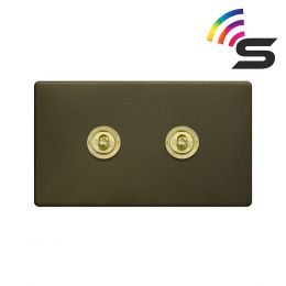 Soho Fusion Bronze & Brushed Brass 2 Gang 150W Smart Toggle Switch