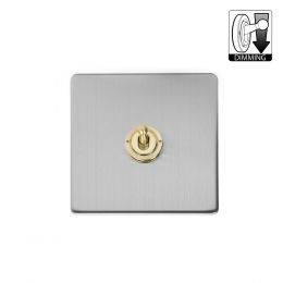 Soho Lighting Fusion Brushed Chrome & Brushed Brass 1 Gang Dimming Toggle Switch