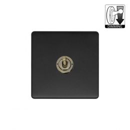 Soho Lighting Fusion Matt Black & Antique Brass 1 Gang Dimming Toggle Switch