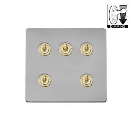 Soho Lighting Fusion Brushed Chrome & Brushed Brass 5 Gang Dimming Toggle Switch