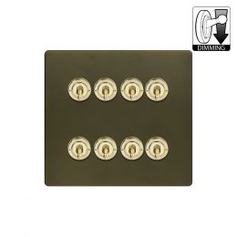 Soho Lighting Fusion Bronze & Brushed Brass 8 Gang Dimming Toggle Switch