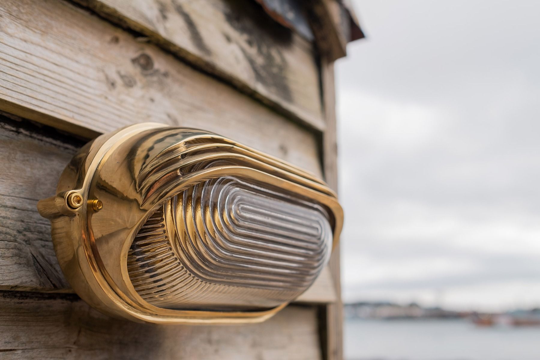 Art Deco Outdoor Wall Light Marlborough Polished Brass IP65 Wall Light