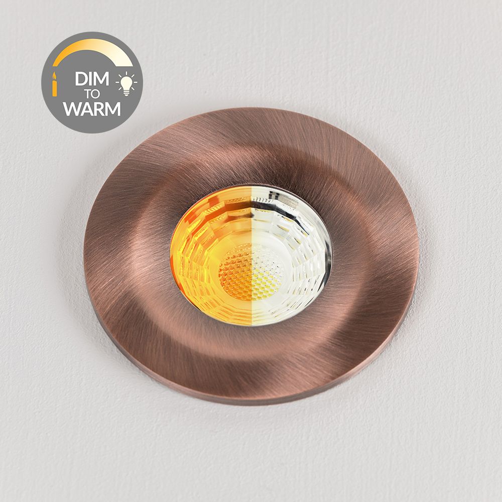 Antique Copper CCT Dim To Warm LED Downlight Fire Rated IP65 Elesi