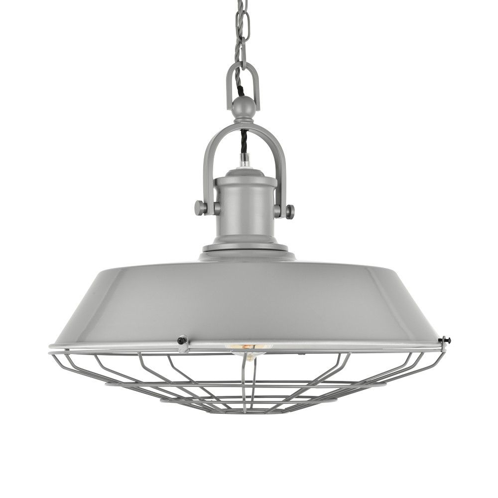 sko Den sandsynlige Blive opmærksom Brewer Cage Industrial Pendant Light French Grey - Elesi