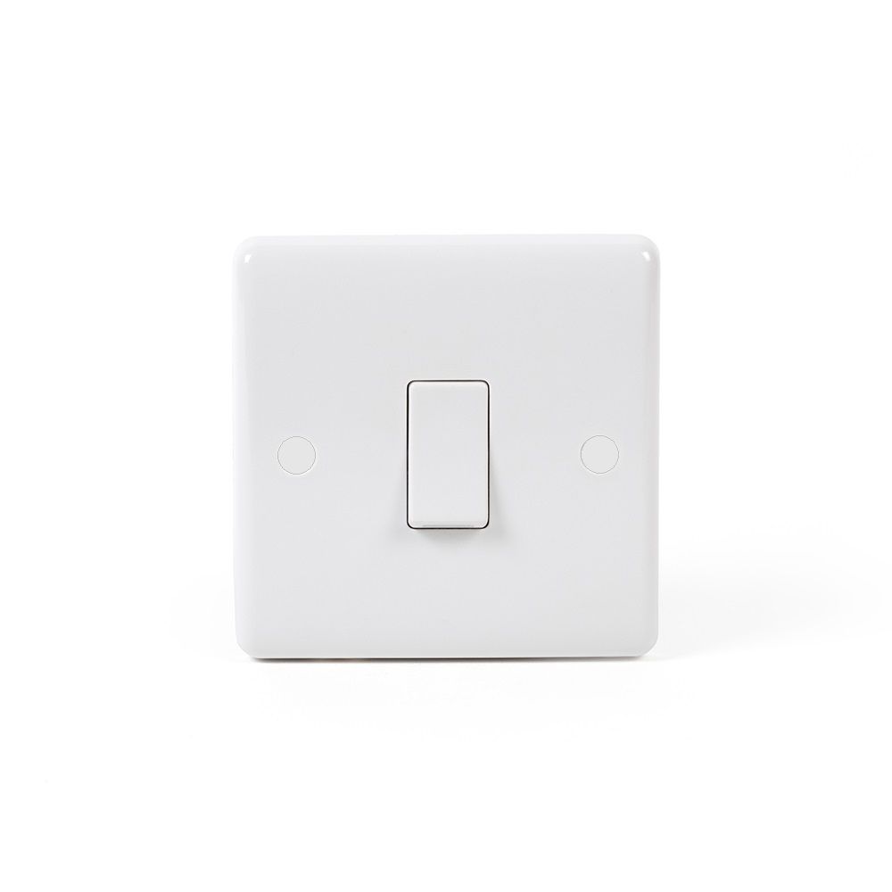 white single light switch White Plastic 10A 1 Gang 2 Way Switch Elesi