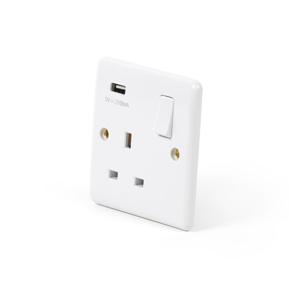 10 Pack White USB Sockets 1 Gang USB Socket Elesi