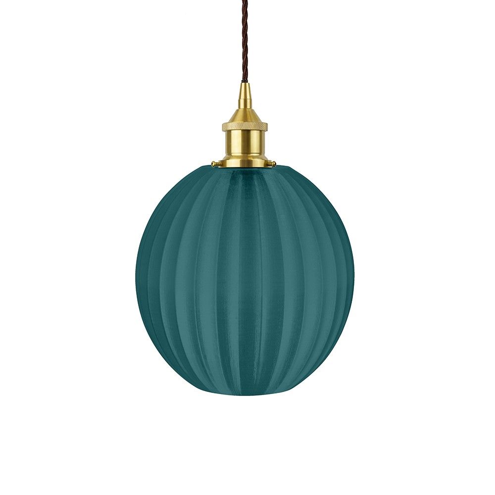 Baltic Fluted Globe Emerald Green Pendant Light Elesi