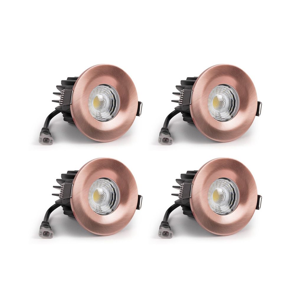 4 Pack Brushed Copper CCT Fire Rated LED Dimmable 10W IP65 Downlight