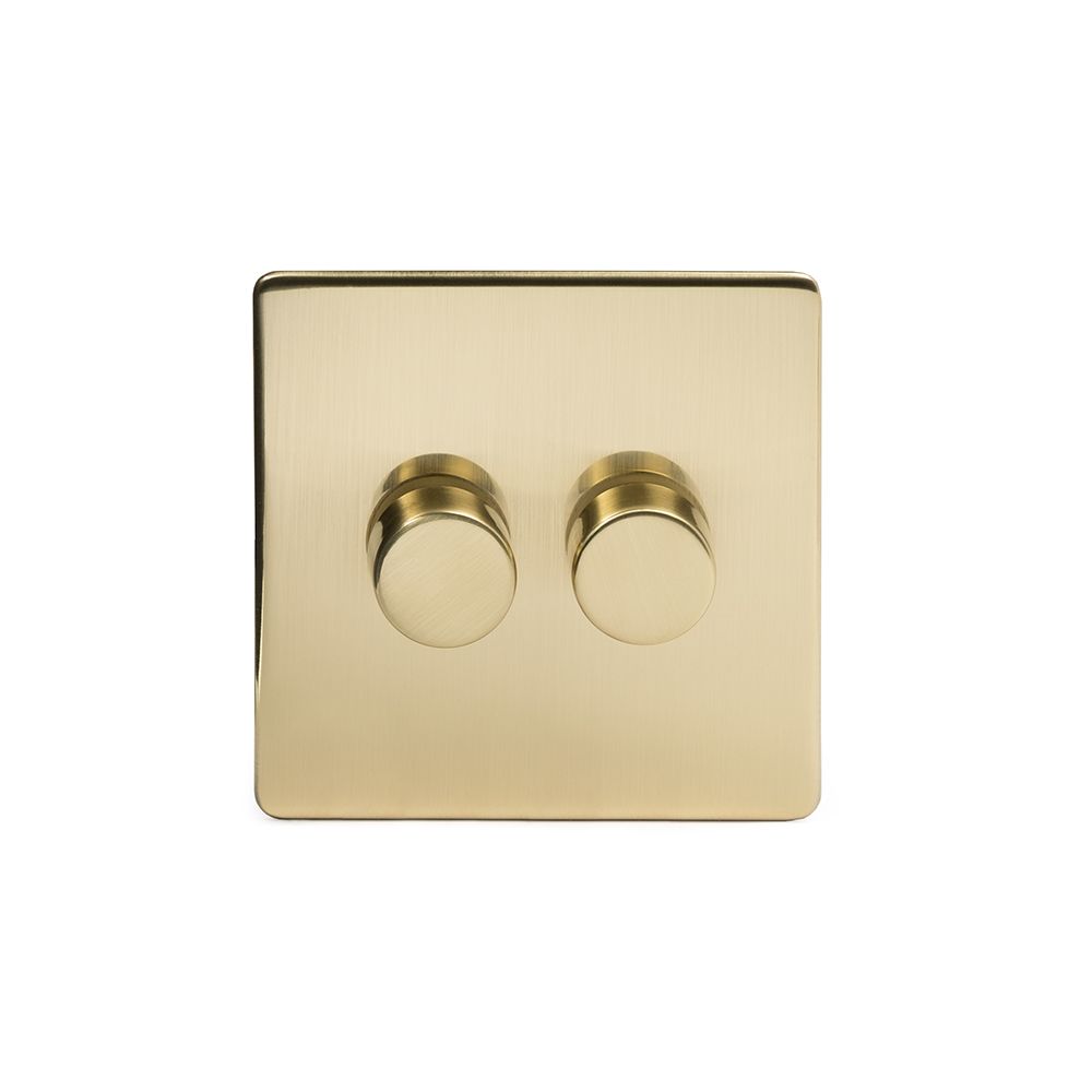 Soho Lighting Brushed Brass 2 Gang 2 LED Dimmer Switch Elesi