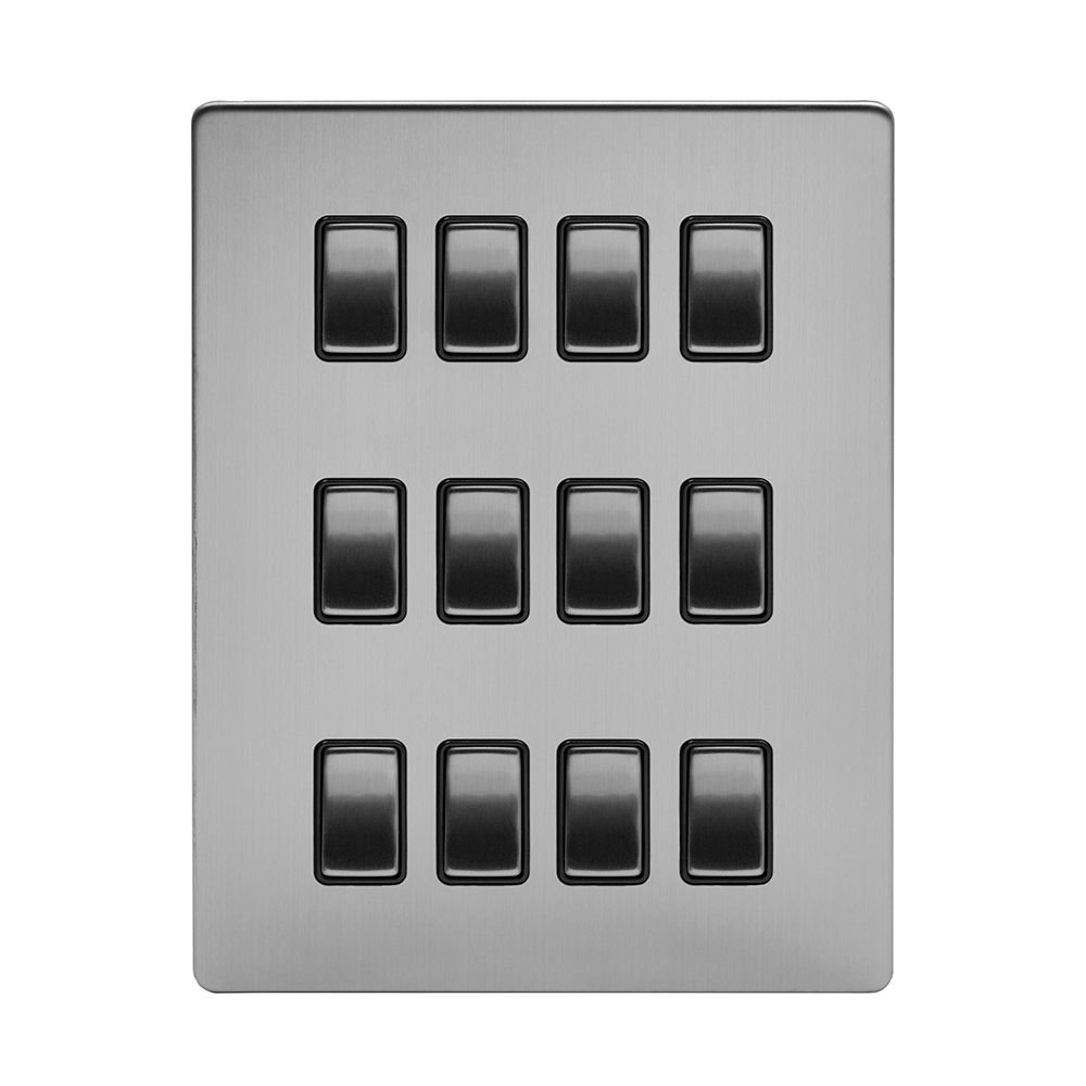 12 Gang Switch Plate Soho Lighting Brushed Chrome 12 Gang Grid Plate