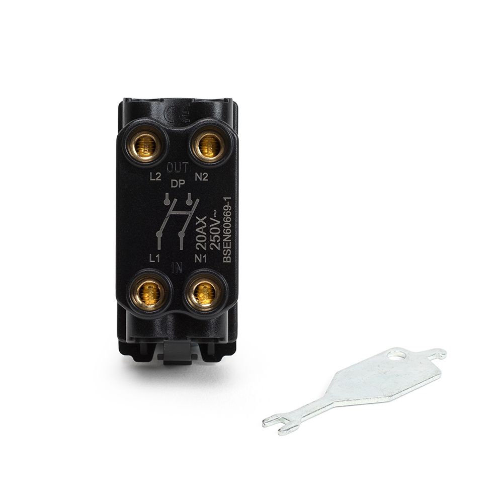 Soho Lighting Brushed Chrome 20AX Double Pole Grid SwitchPrinted Elesi