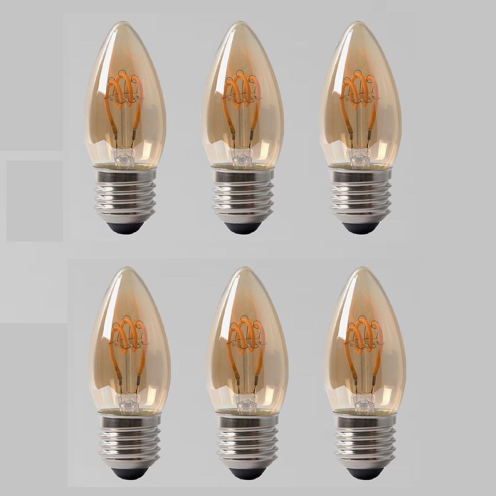 6 Pack 2w E27 ES Vintage Edison Candle LED Light Bulb 1800K TSpiral