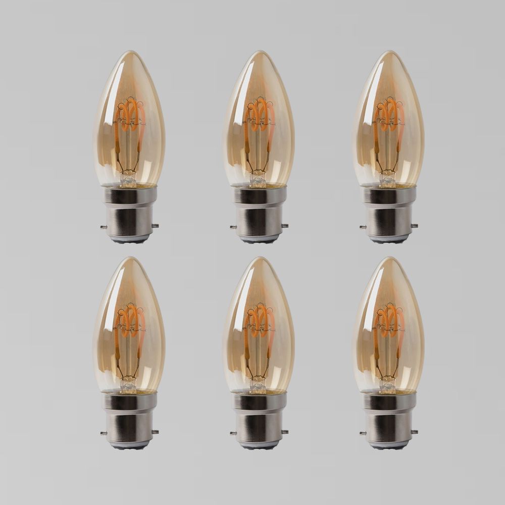 6 Pack 2w B22 Vintage Edison Candle LED Light Bulb 1800K TSpiral