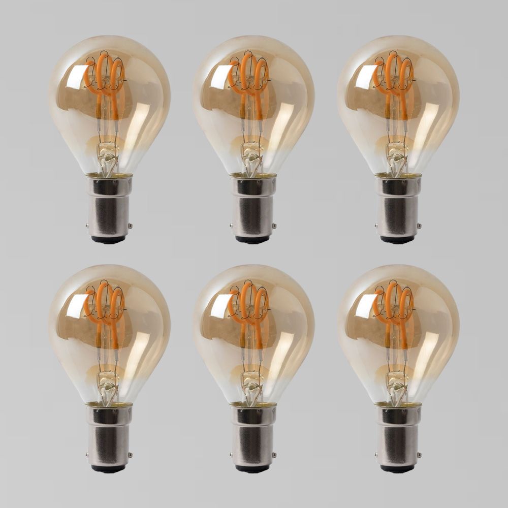 6 Pack 2w B15 Vintage Edison Golf Ball LED Light Bulb 1800K TSpiral