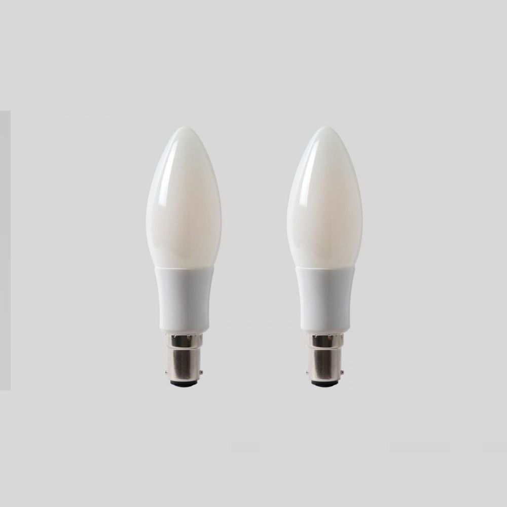 2 Pack 4w B15 Small 4100K Opal Dimmable LED Candle Bulb with
