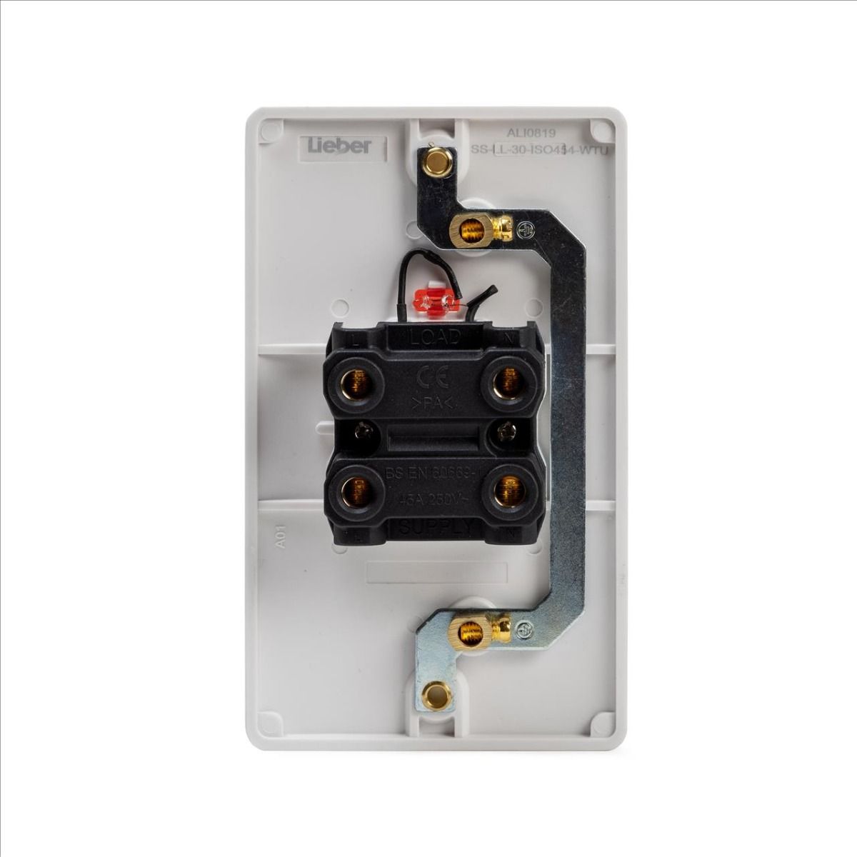 Lieber Silk White 45A 1 Gang Double Pole Switch With Neon, Large Plate