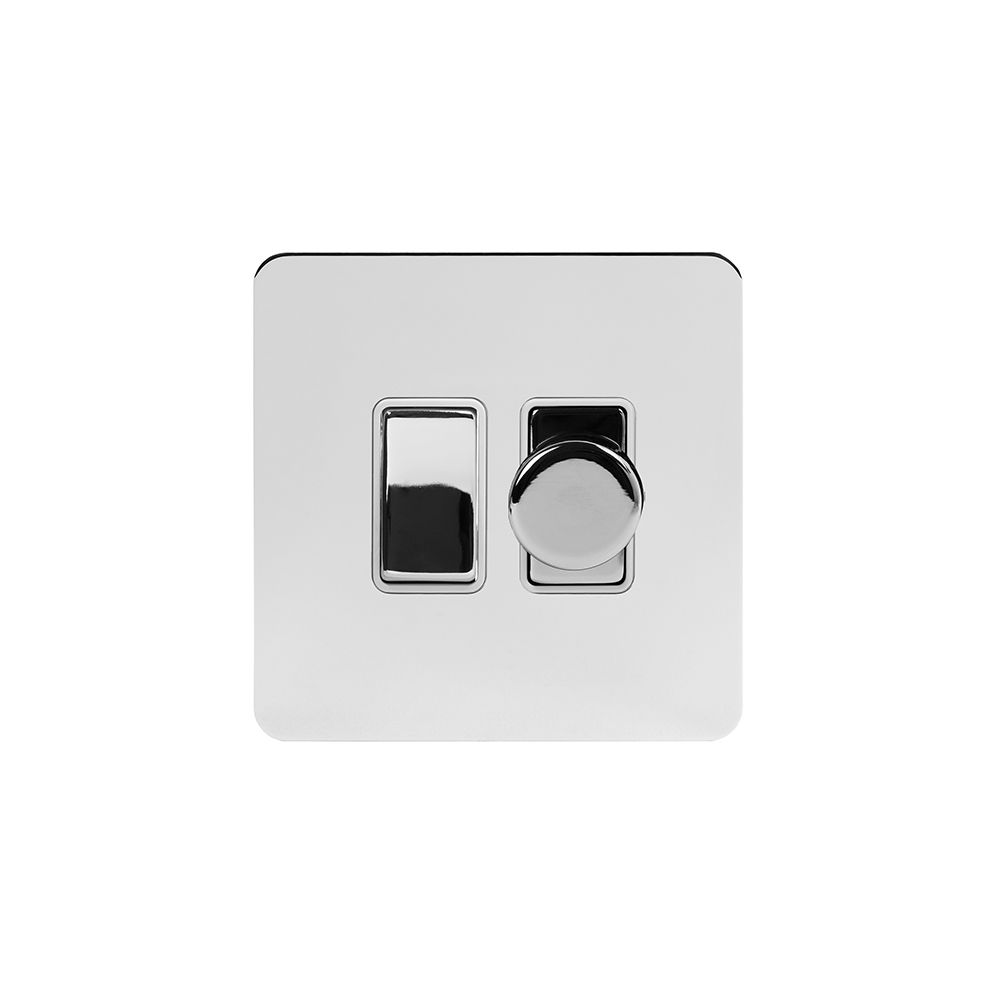 Soho Lighting Polished Chrome Flat Plate Dimmer and Rocker Switch Combo