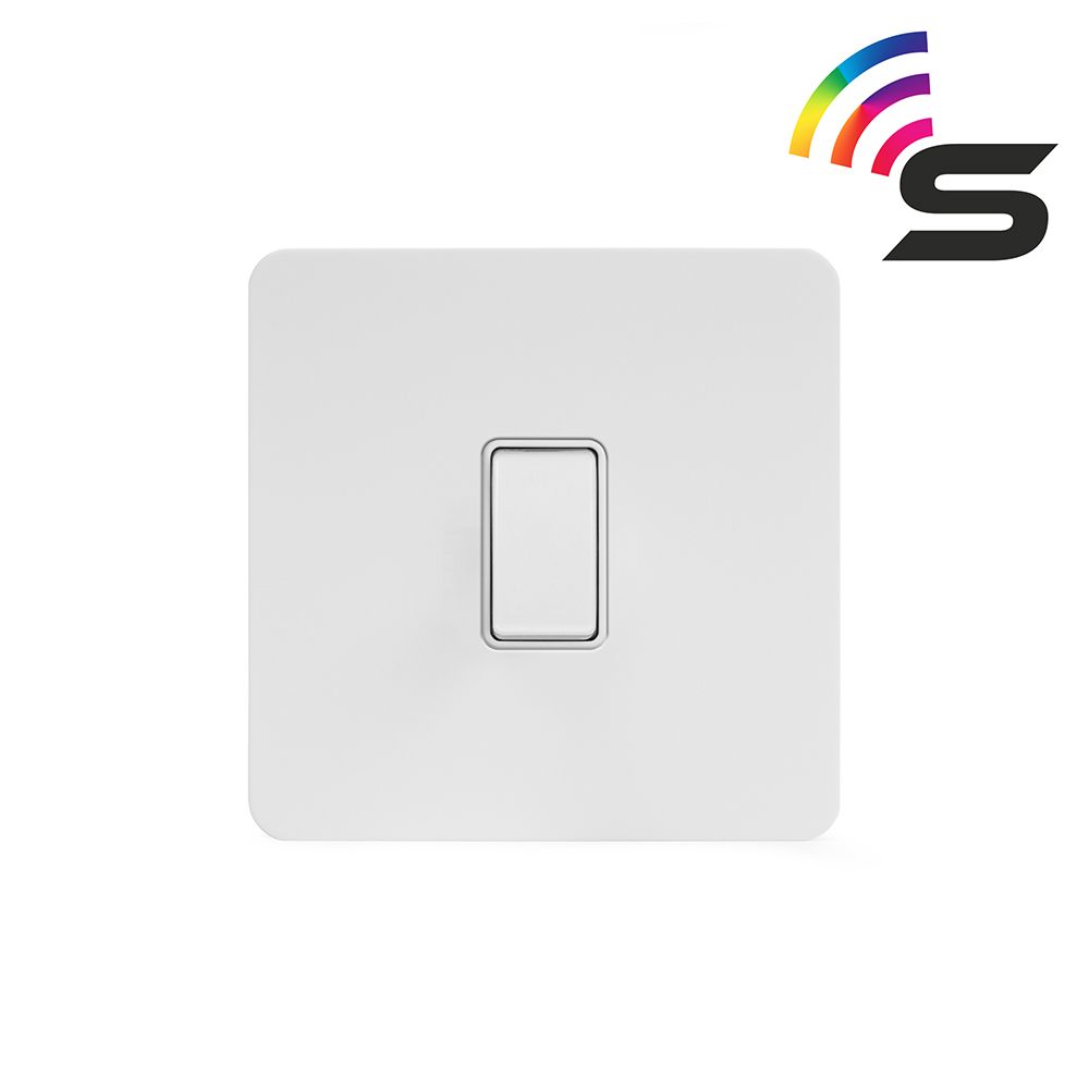 Soho Lighting White Metal Flat Plate 1 Gang 150W Smart Rocker Switch ...