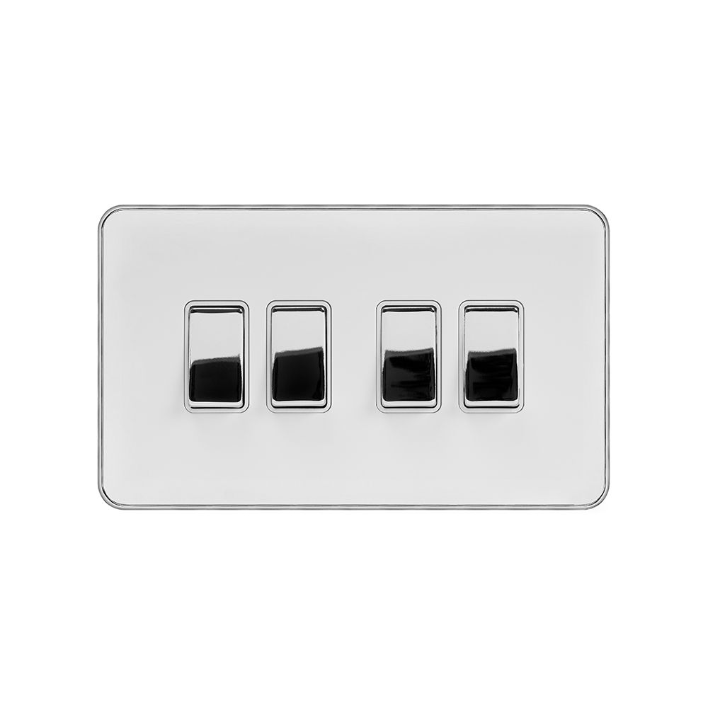 Soho Fusion White & Polished Chrome With Chrome Edge 10A 4 Gang 2 Way