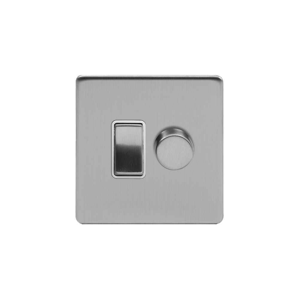 Soho Lighting Brushed Chrome dimmer and rocker switch combo Blk Ins