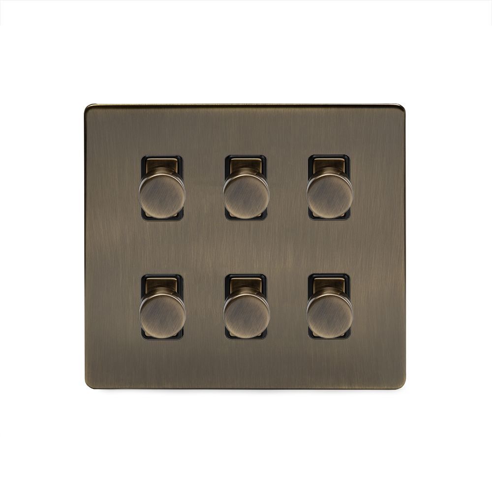 Soho Lighting Antique Brass 6 Gang 2 Way Intelligent Trailing Dimmer