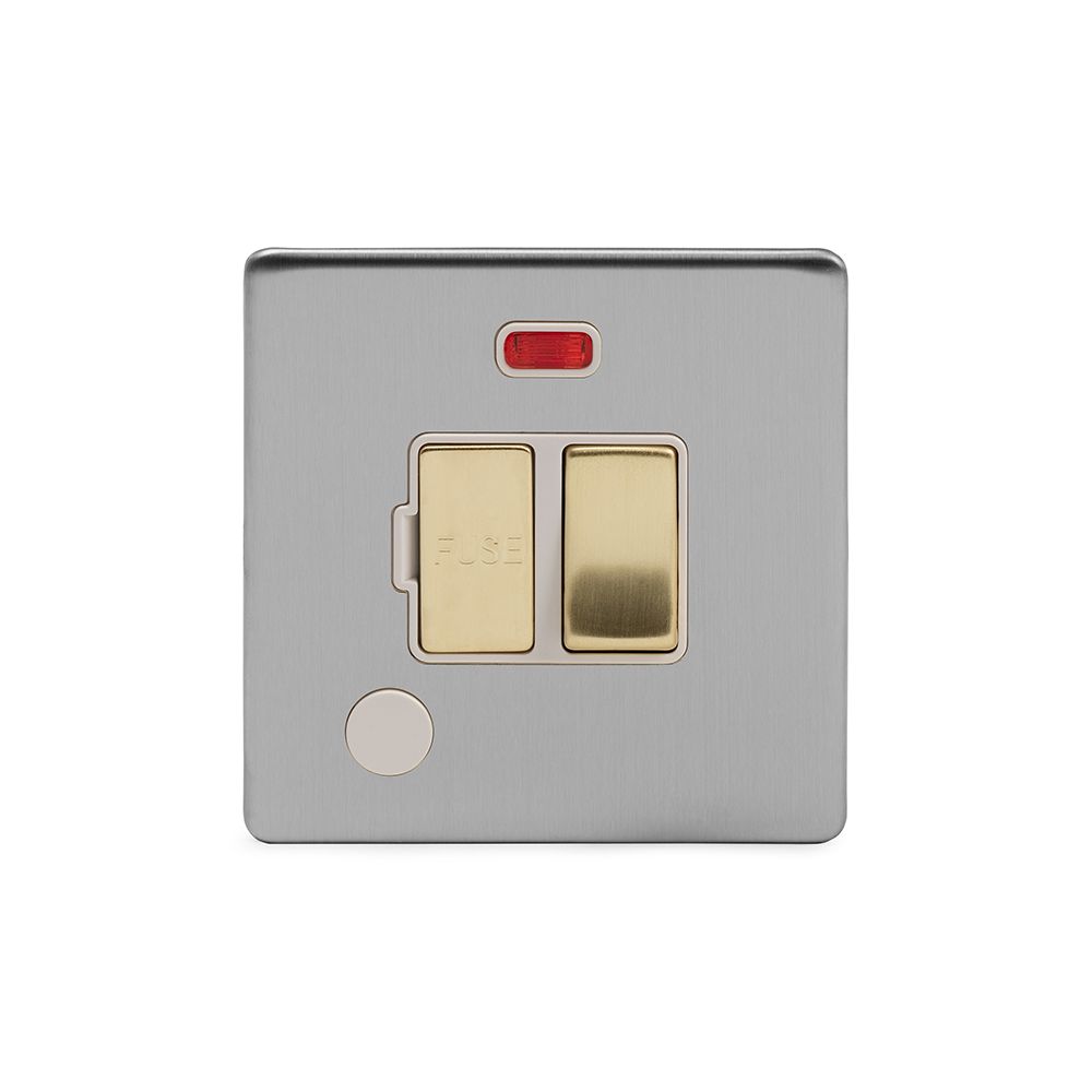 Soho Fusion Brushed Chrome & Brushed Brass Flat Plate 13A Switched ...