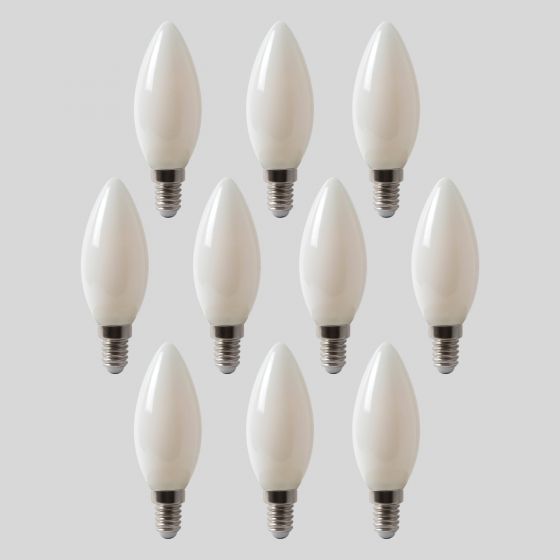 10 Pack - 4w E14 SES Opal Candle LED Bulb 4100K Horizon Daylight Dimmable High CRI