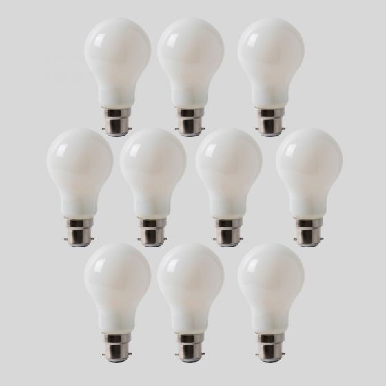 10 Pack - 8w B22 Opal GLS LED Light Bulb 3000K Warm White Dimmable