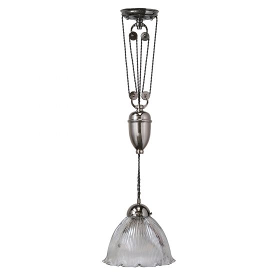 Soho Lighting D'Arblay Nickel French Rise and Fall Large Scalloped Dome Dining Room Pendant Light