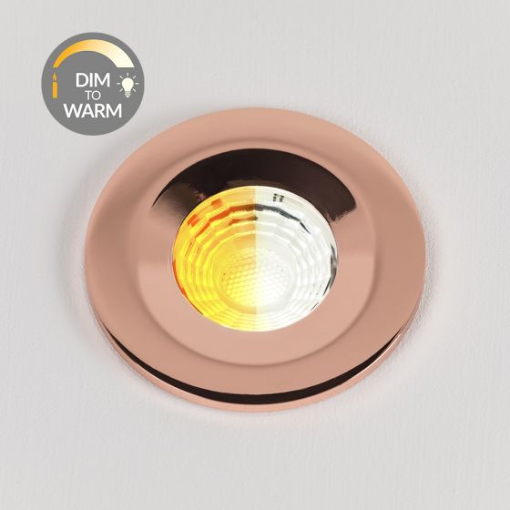 Polished Copper CCT Dim To Warm LED Downlight Fire Rated IP65 Elesi