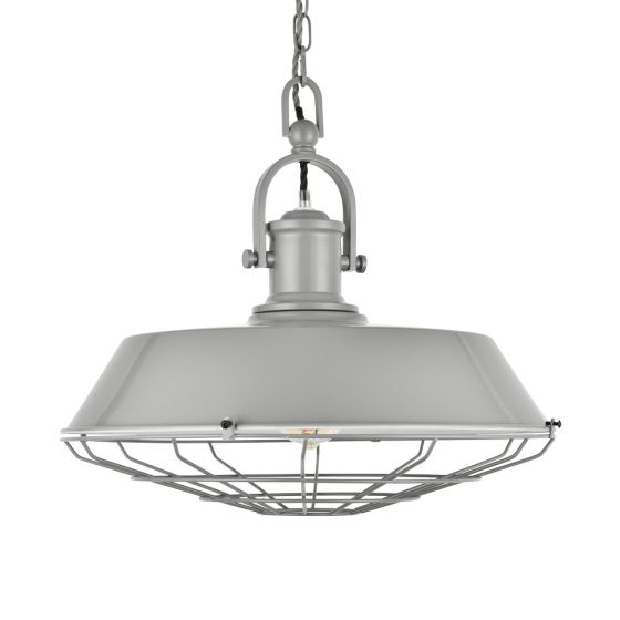 French Grey Cage Industrial Kitchen Island Pendant Light - Brewer Cage - Soho Lighting