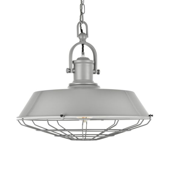 French Grey Cage Industrial Kitchen Island Pendant Light - Brewer Cage - Soho Lighting