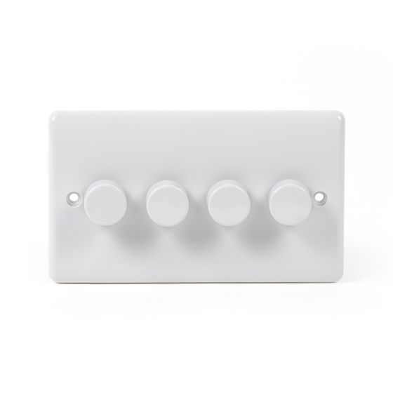 White ST Range 4 Gang 2 Way Leading Dimmer Switch 