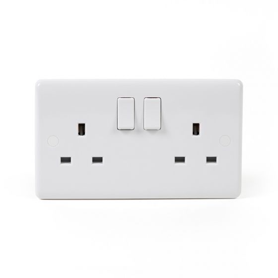 White Plastic Double Socket