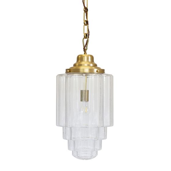 Glasshouse Lacquered Brass Clear Pendant Light - The Schoolhouse Collection