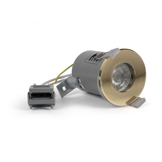 Lieber Polished Brass GU10 Fire rated IP65 downlight