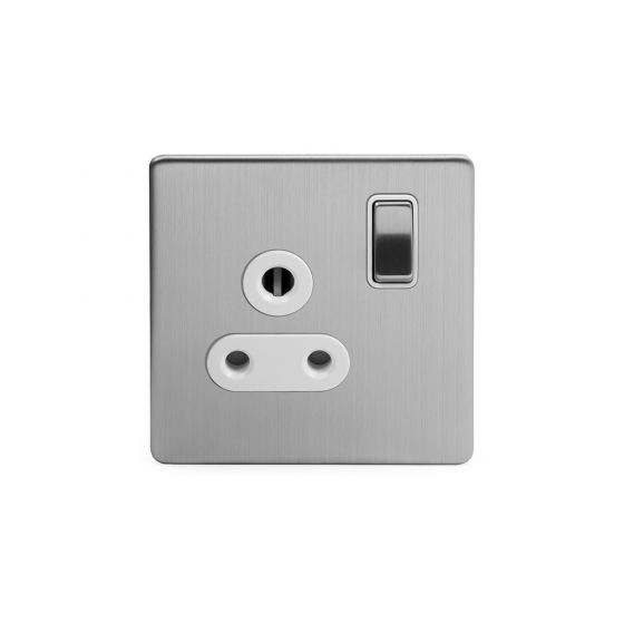 Soho Lighting Brushed Chrome 5a Socket with Switch White Ins Screwless