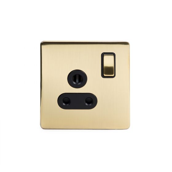 Soho Lighting Brushed Brass 5a Socket with Switch Black Ins