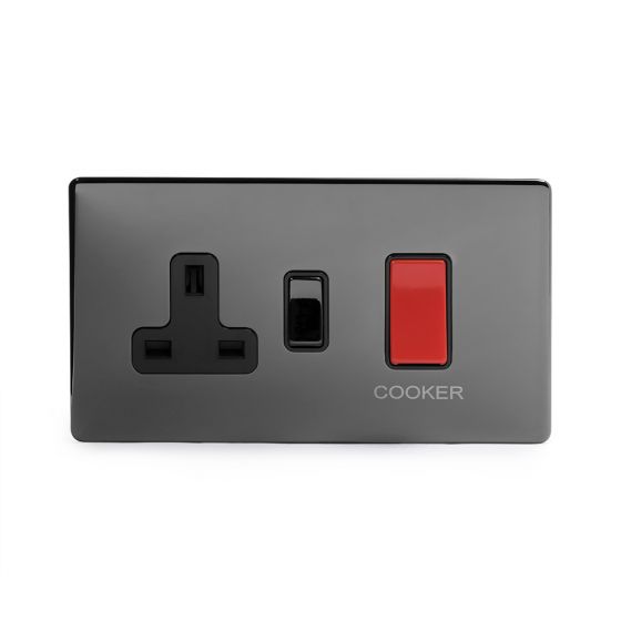Soho Lighting Black Nickel 45A Cooker Control Unit Blk Ins Screwless