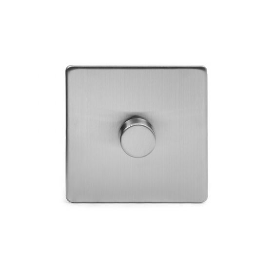 Soho Lighting Brushed Chrome 1 Gang 2 Way Trailing Edge Dimmer Switch Screwless 100W LED (150w Halogen/Incandescent)