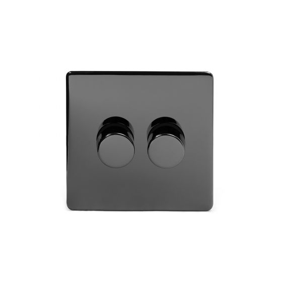 Soho Lighting Black Nickel 2 Gang 2 Way Trailing Edge Dimmer Switch Screwless 150W LED (300w Halogen/Incandescent)
