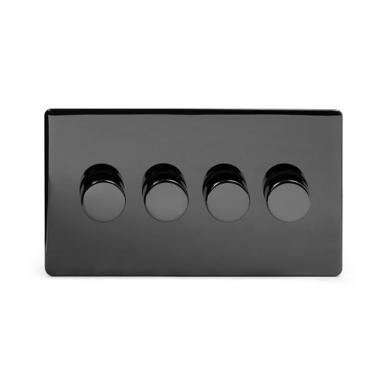 Soho Lighting Black Nickel 4 Gang 2 Way Trailing Edge Dimmer Switch Screwless 100W LED (150w Halogen/Incandescent)