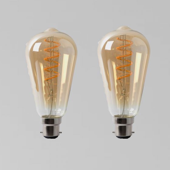 2 Pack 4w B22 Vintage Edison ST64 LED Light Bulb 1800K Spiral