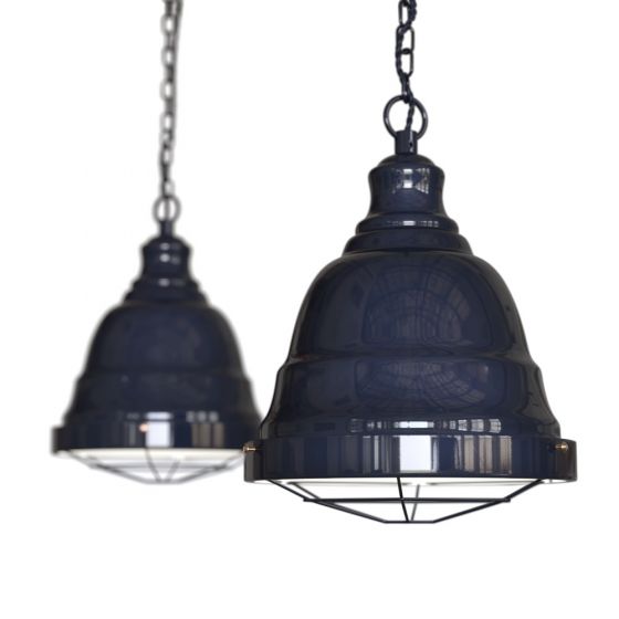 Squid Ink Navy Blue Cage Landing Pendant Light - Ganton - Soho Lighting