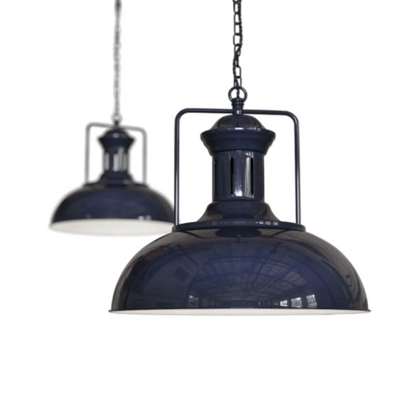 Regent Vintage Kitchen Pendant Light Squid Ink Navy Blue - Soho Lighting