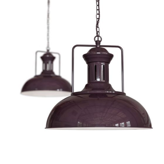 Mulberry Red Burgundy Vintage Kitchen Pendant Light - Regent - Soho Lighting
