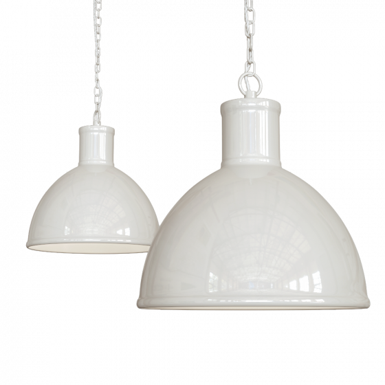 Clay White Cream Industrial Hallway Pendant Light - Wardour - Soho Lighting