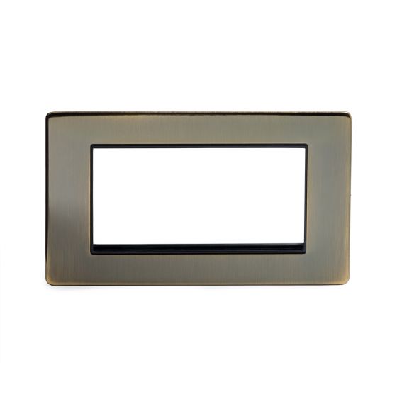 Soho Lighting Antique Brass 4 x25mm EM-Euro Module Faceplate