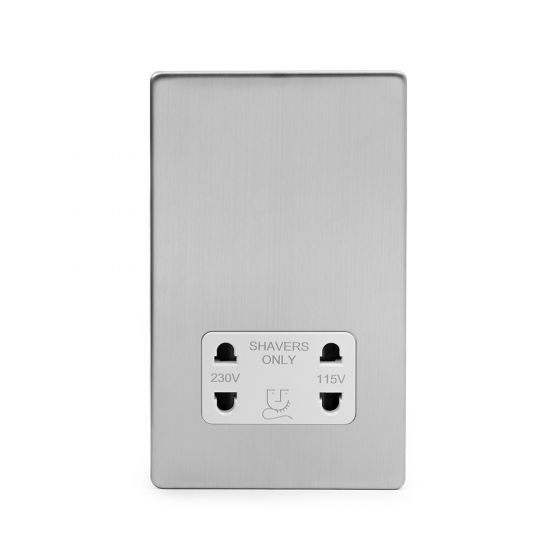 Soho Lighting Brushed Chrome Shaver Socket Dual Voltage 115/230v Wht Ins Screwless