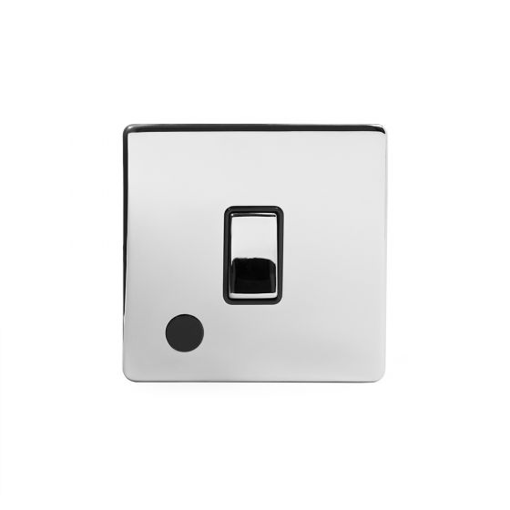 Soho Lighting Polished Chrome 1 Gang 20A Double Pole Switch Flex Outlet Blk Ins Screwless